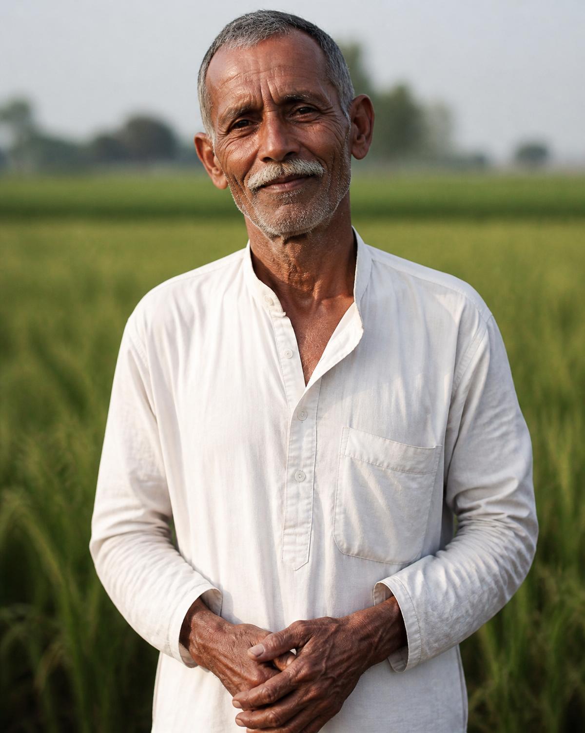 A Kanira partner farmer in his rice field